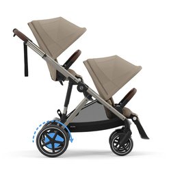 Cybex E-Gazelle S Assisted Twin Frame Kinderwagen Taupe Almond Beige