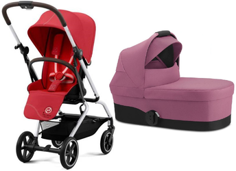 Cybex Eezy S Twist + Plus 2 Kinderwagen Kinderwagen Hibiskus Rot Silber Rahmen 2023