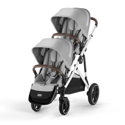 Cybex Gazelle S Twin Geschwisterwagen Gestell Silber Lava Grey