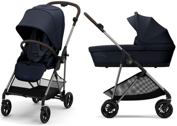 Cybex Melio New Deep Sleeper Taupe Ocean Blue Frame Kinderwagen