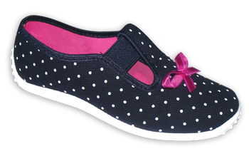 Zetpol Mädchen Tennis Hausschuhe Berry Navy Blau Dots Größe 33